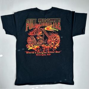 Sturgis South Dakota Full Throttle Saloon Flaming Skull Tee L